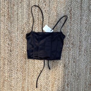 H&M Black Bustier Tie Front Crop Camisole